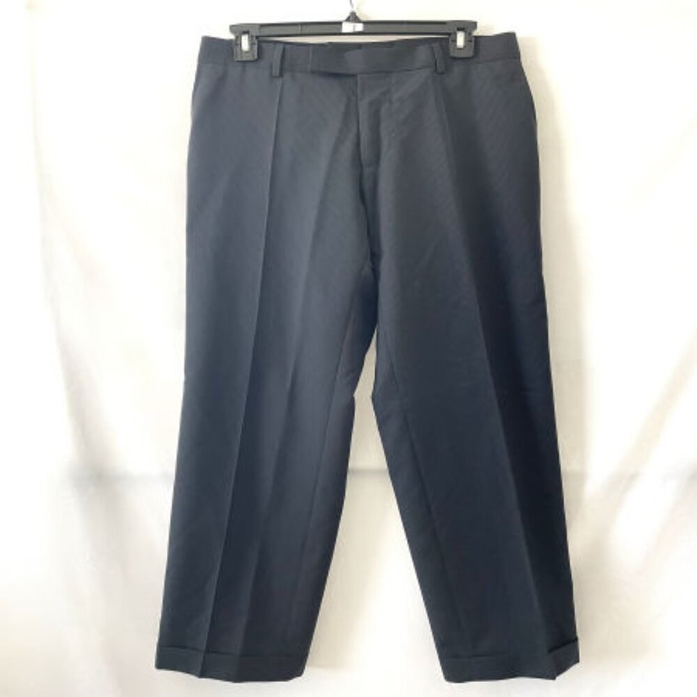 Hugo Boss Mens Blue Mid Rise Flat Front Wide Leg Striped Dress Pant Size 36R